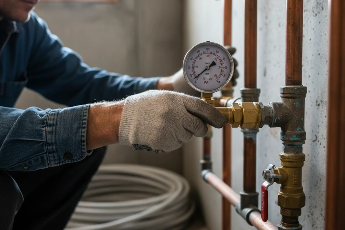 Pressure testing a repaired line during Water Line Repair in Blooming Grove